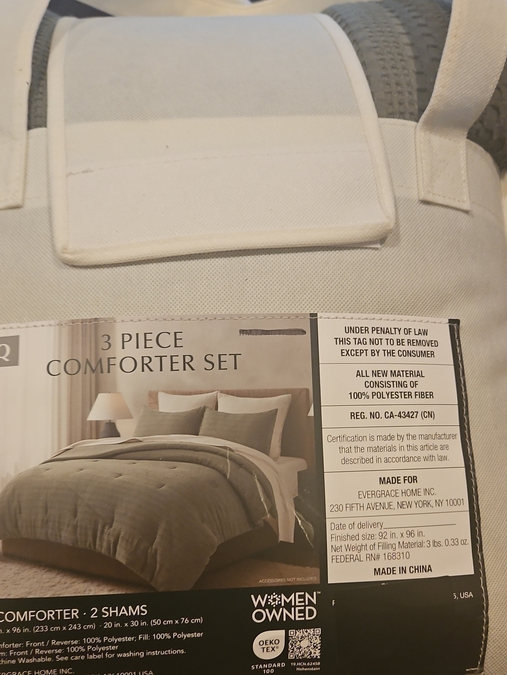 Evergrace Home 3-Piece Comforter Set in Cream and Gray